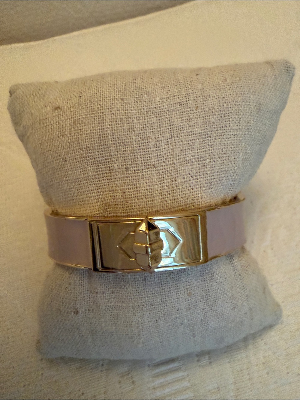 Stella and Dot Gold-Tone and Pale Pink Enamel Bracelet - Women's Fashion Jewelry